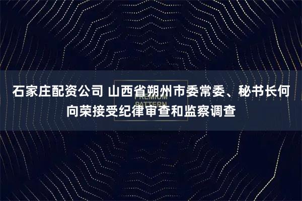 石家庄配资公司 山西省朔州市委常委、秘书长何向荣接受纪律审查和监察调查